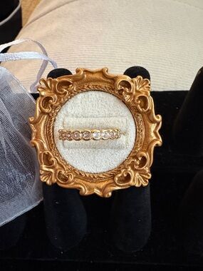 Gold Tone Crystal Eternity Band Ring CZ